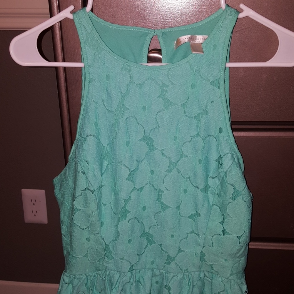Lauren Conrad mint green cotton lace skater dress - Picture 2 of 6